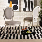 Lot de 2 chaises de salle à manger Louis rembourrées en tissu avec clous décoratifs