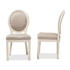 Lot de 2 chaises de salle à manger Louis rembourrées en tissu avec clous décoratifs