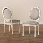 Lot de 2 chaises de salle à manger Louis rembourrées en tissu avec clous décoratifs
