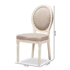 Lot de 2 chaises de salle à manger Louis rembourrées en tissu avec clous décoratifs