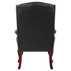 Fauteuil visiteur traditionnel à dossier haut en vinyle noir