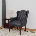 Fauteuil visiteur traditionnel à dossier haut en vinyle noir
