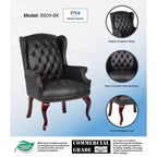 Fauteuil visiteur traditionnel à dossier haut en vinyle noir
