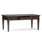 Table basse en bois massif de 112 cm avec tiroir, finition laquée