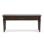 Table basse en bois massif de 112 cm avec tiroir, finition laquée