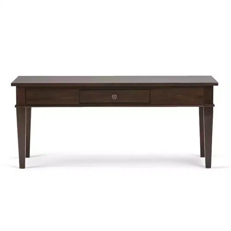 Table basse en bois massif de 112 cm avec tiroir, finition laquée