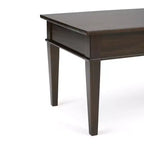 Table basse en bois massif de 112 cm avec tiroir, finition laquée