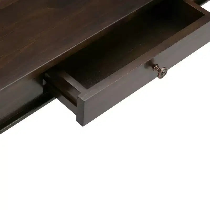Table basse en bois massif de 112 cm avec tiroir, finition laquée