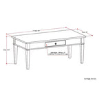 Table basse en bois massif de 112 cm avec tiroir, finition laquée