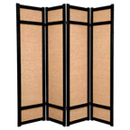 6 ft. Tall Jute Shoji Screen Black (4 Panels) - Oriental Furniture: Folding Privacy Partition