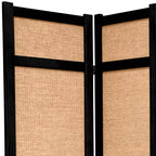 Paravent shoji pliant en jute de 1,8 m de hauteur, noir (4 panneaux) – Cloison d'intimité