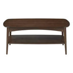 Table basse Mid-Century Modern Noyer - Rangement, pieds coniques, bois composite