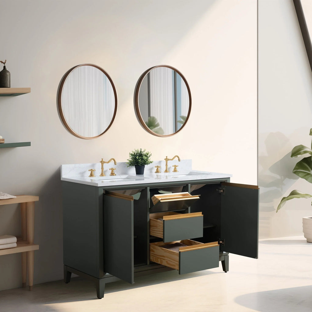 Meuble-lavabo Vanity Art avec évier en céramique et dessus en marbre reconstitué
