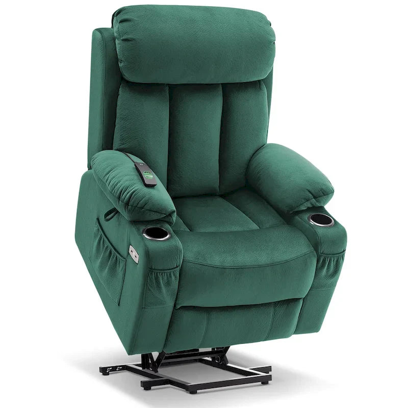 Fauteuil inclinable releveur électrique grand format MCombo avec repose-pieds extensible pour personnes âgées de grande taille, télécommande manuelle, porte-gobelets, tissu 7426