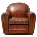 Fauteuil Club Paris en Cuir Véritable Pasargad Home, Marron