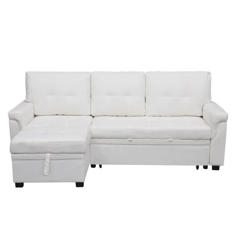 Canapé d'angle réversible convertible avec lit gigogne, méridienne de rangement et pieds durables