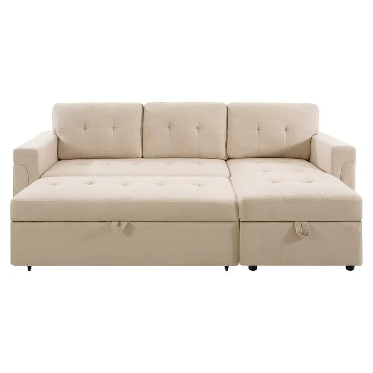 Canapé d'angle réversible avec lit gigogne, méridienne de rangement, pieds durables,