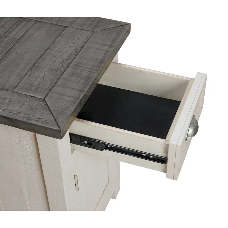 Table d'appoint de chevet Monterey en bois massif avec prises de courant cachées