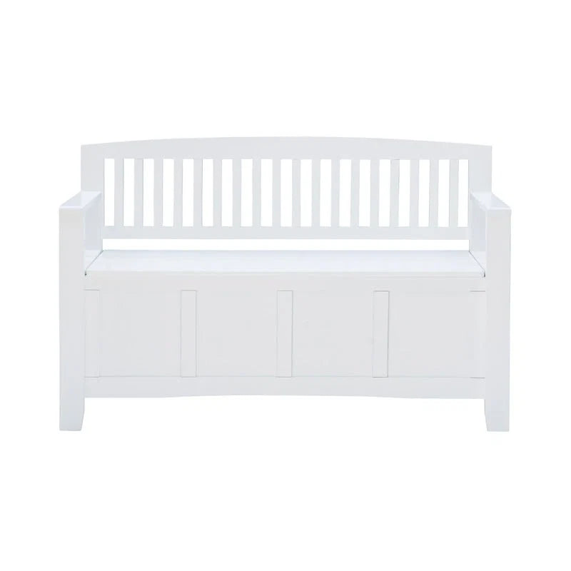 Banc d'entrée Migdalia avec rangement, dossier à lattes et plateau relevable