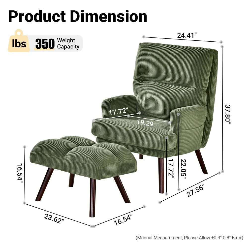 Chaise longue inclinable réglable OVIOS avec ottoman