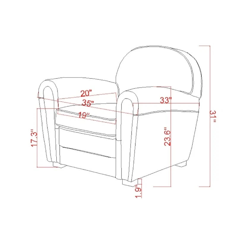 Fauteuil Club Paris en Cuir Véritable Pasargad Home, Marron