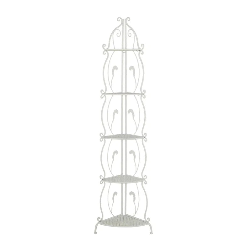 Étagère de Boulanger Pliable Haute à 5 Niveaux en Métal Décoratif pour Intérieur/Extérieur - Or ou Blanc - Roche River Decor