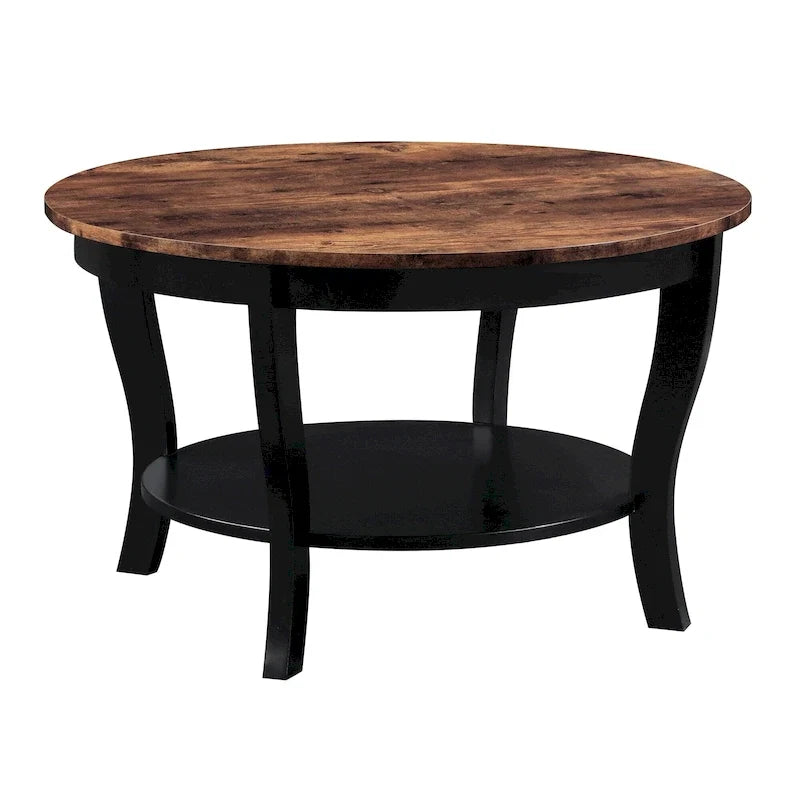 Table basse ronde avec étagère