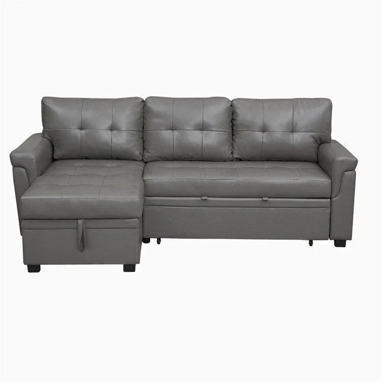 Canapé d'angle réversible convertible avec lit gigogne, méridienne de rangement et pieds durables