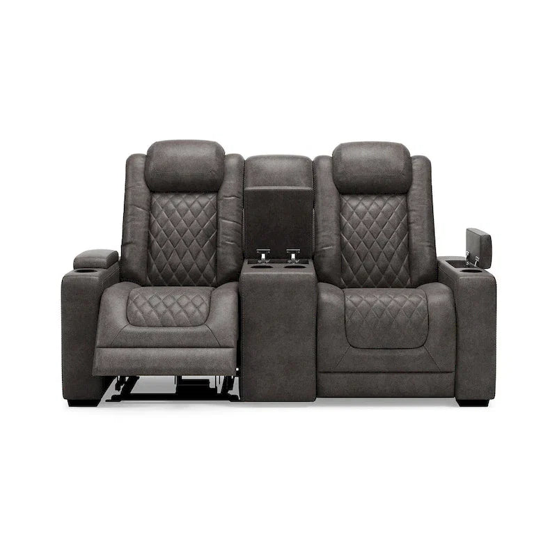 Signature Design by Ashley HyllMont – Causeuse inclinable électrique grise avec console – 71,75 po L x 39 po P x 44 po H
