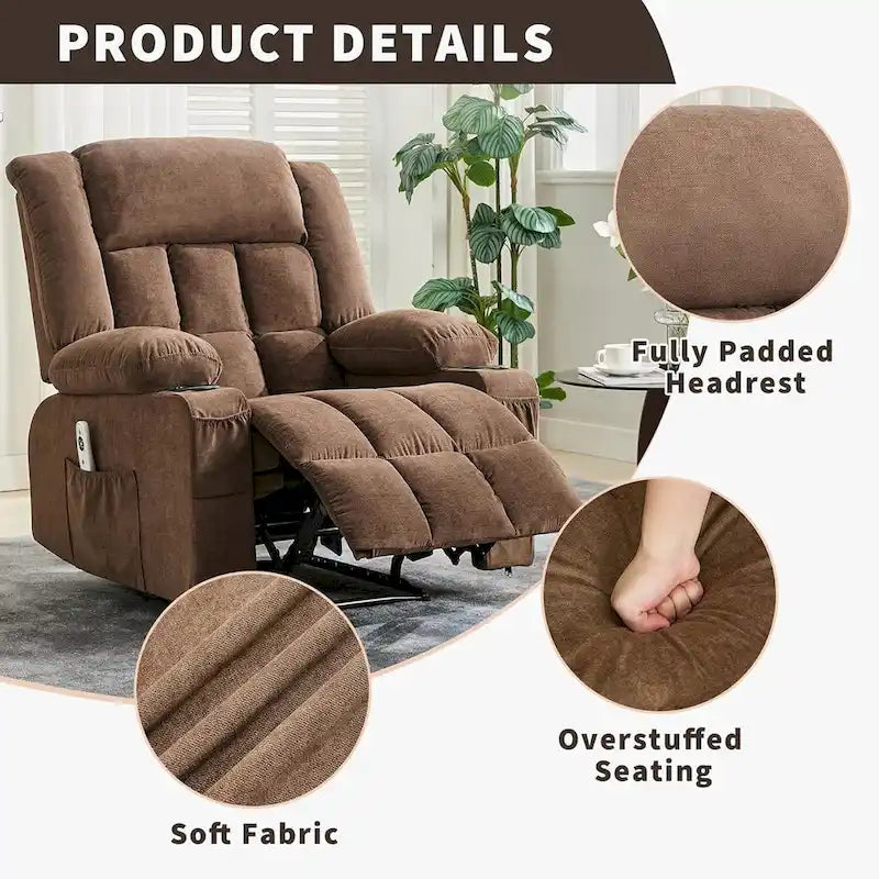 Fauteuil inclinable télécommandé avec fonction chauffage et massage