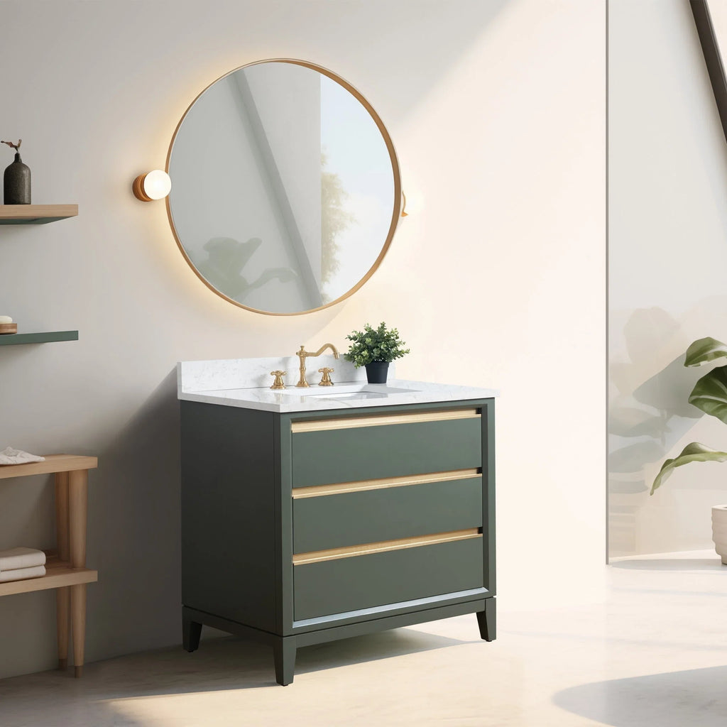 Meuble-lavabo Vanity Art avec évier en céramique et dessus en marbre reconstitué