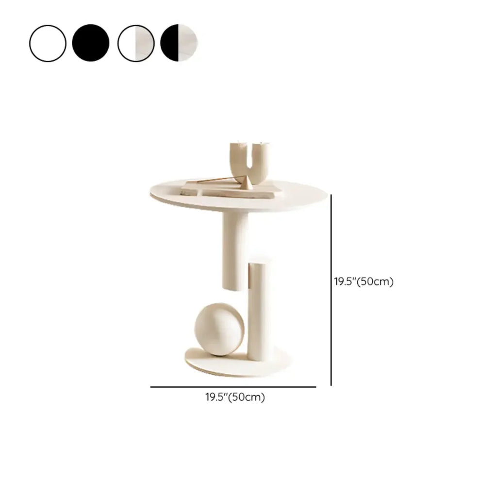 Table basse moderne avec plateau en pierre blanche anti-rayures
