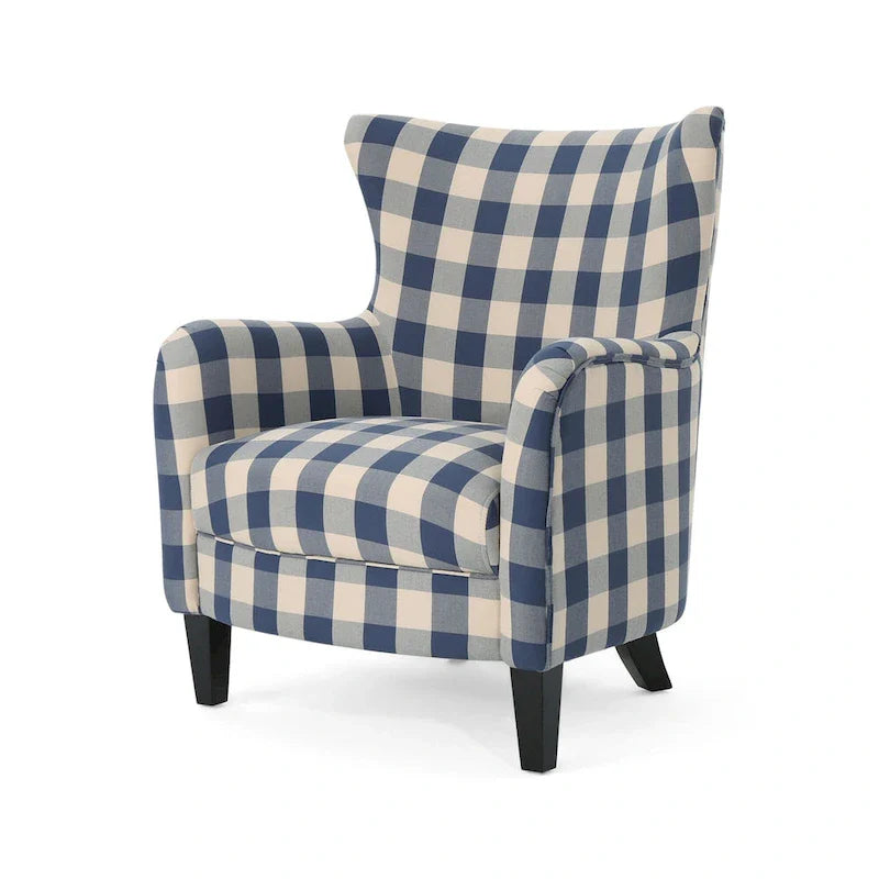 Fauteuil rembourré à dossier haut avec pieds en bois Modern Retro 30.25 pour le salon