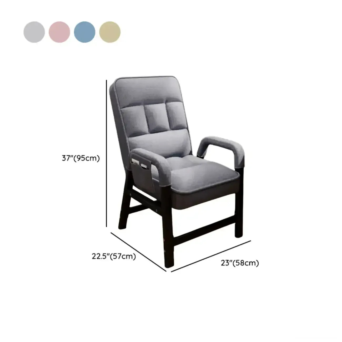 Chaise de bureau moderne à 4 pieds, rembourrée, gris