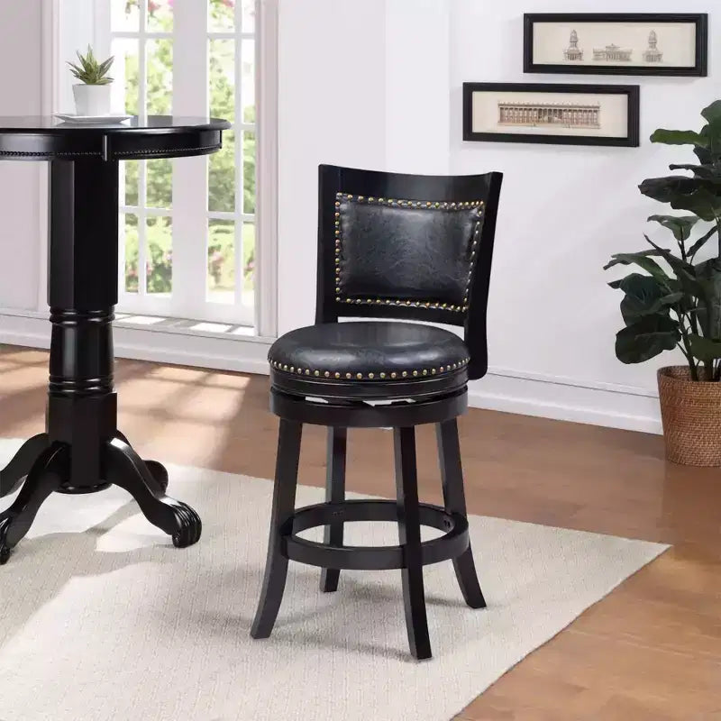 Tabouret de bar pivotant hauteur comptoir 24" avec revêtement en similicuir