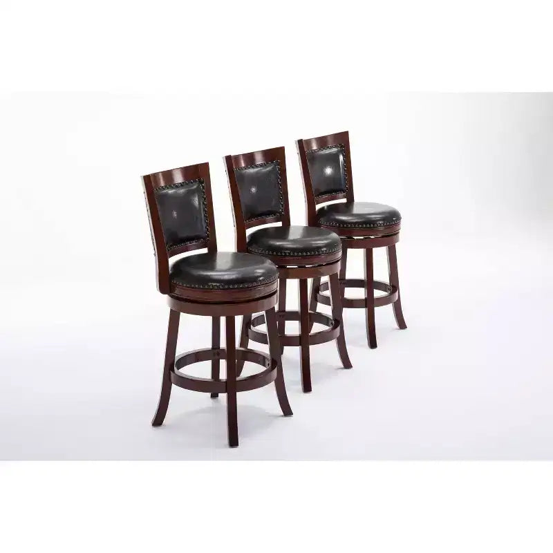 Tabouret de bar pivotant hauteur comptoir 24" avec revêtement en similicuir