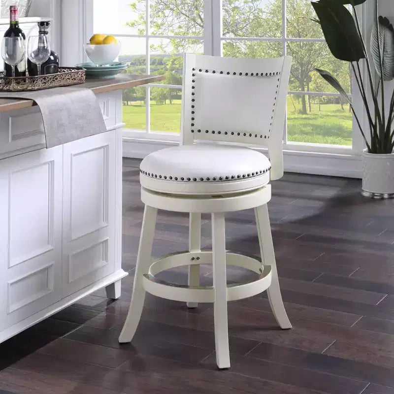 Tabouret de bar pivotant hauteur comptoir 24" avec revêtement en similicuir