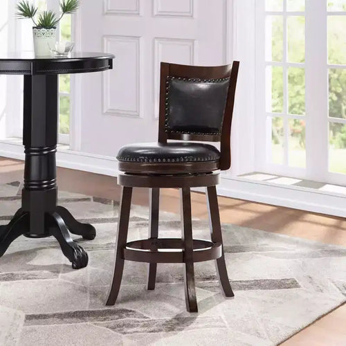 Tabouret de bar pivotant hauteur comptoir 24" avec revêtement en similicuir