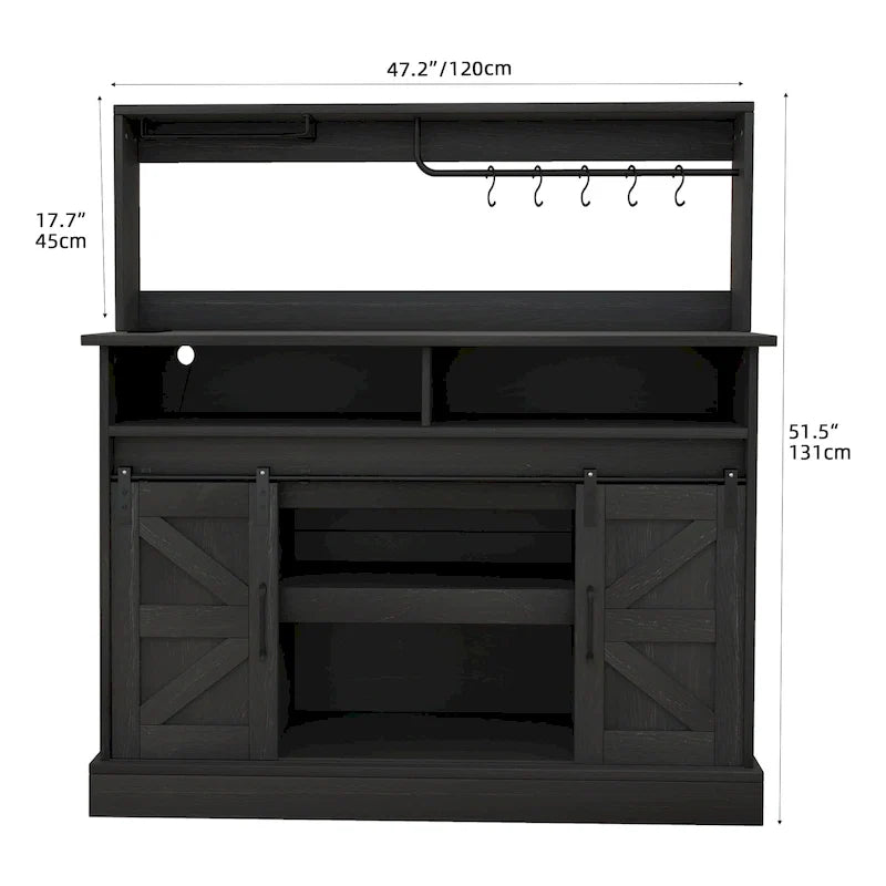 Meuble bas de bar à café Moasis Farmhouse - 38,4 P x 119,9 L x 130,8 H