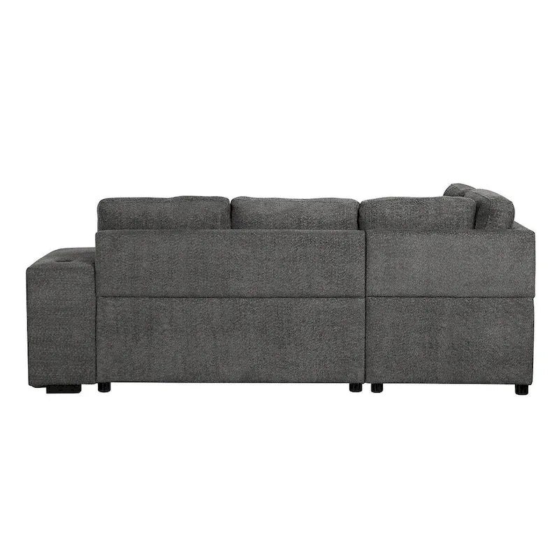 Canapé d'angle convertible avec pouf de rangement, canapé-lit pour salon