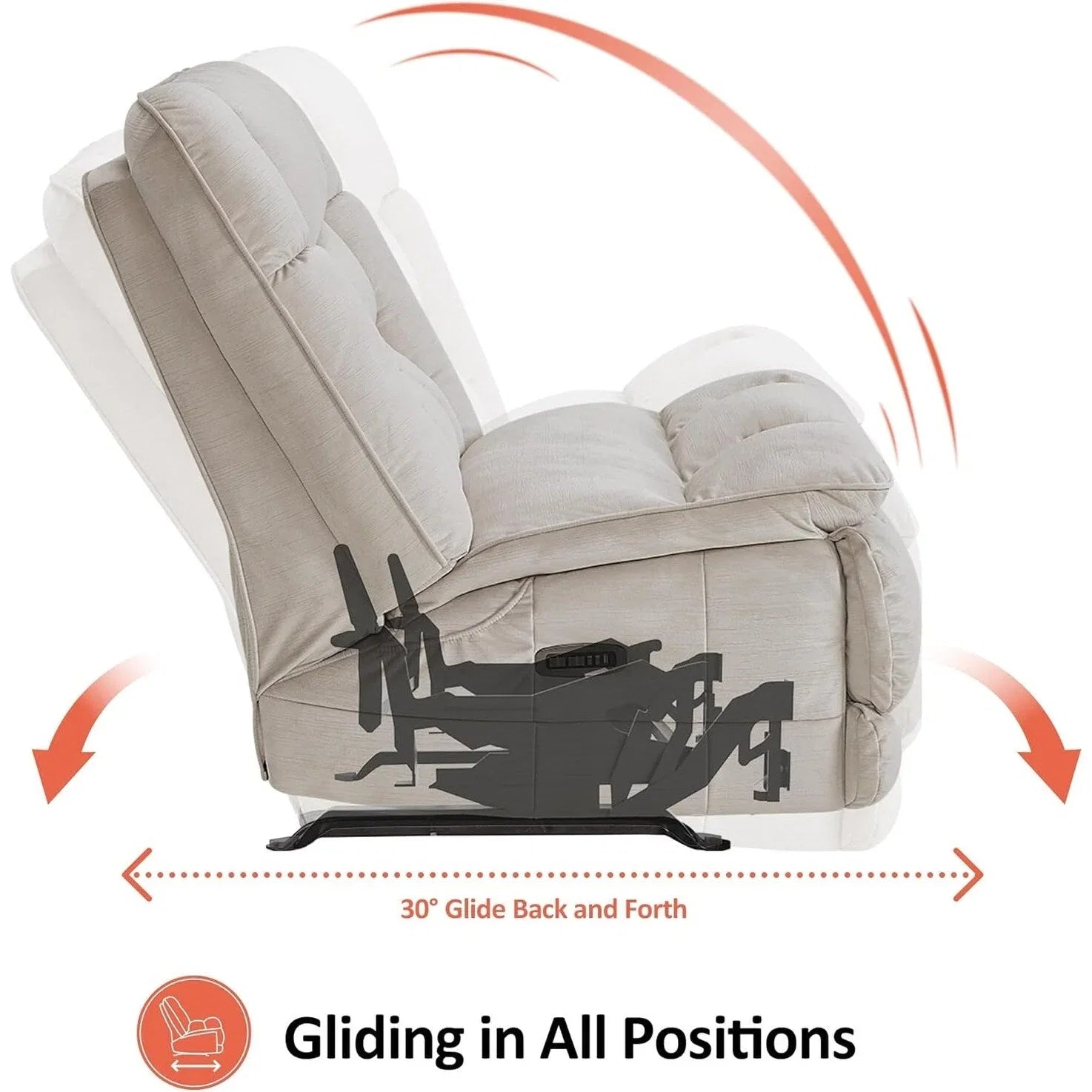 MCombo Fauteuil inclinable électrique sans accoudoirs surdimensionné à double moteur, inclinable Zeroarms parfait pour le salon en tissu PR607