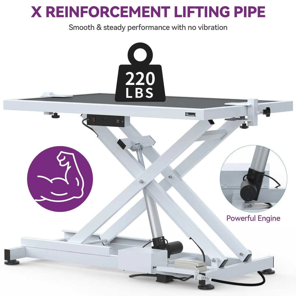 Table de Toilettage Électrique Professionnelle pour Grands Chiens Table de Toilettage Robuste pour Animaux avec Bras de Toilettage en Aluminium - 127 cm L