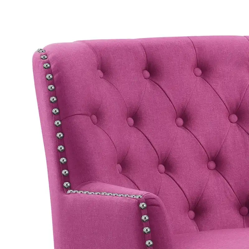 Moser Bay Mignon Fauteuil d'appoint à oreilles capitonné large de 76 cm en velours et lin