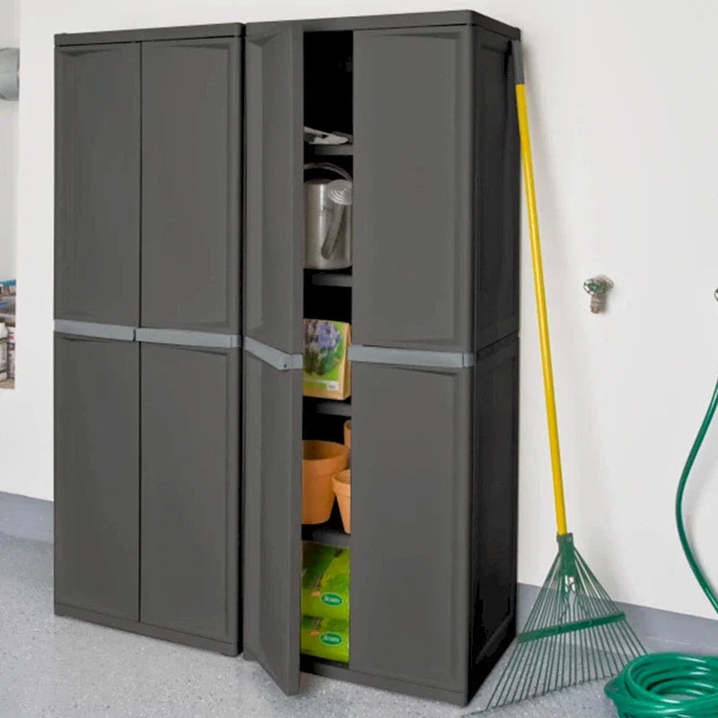 Sterilite Lot de 2 Organiseurs de Rangement à 4 Étagères Réglables pour Garage, Gris - Lot de 2