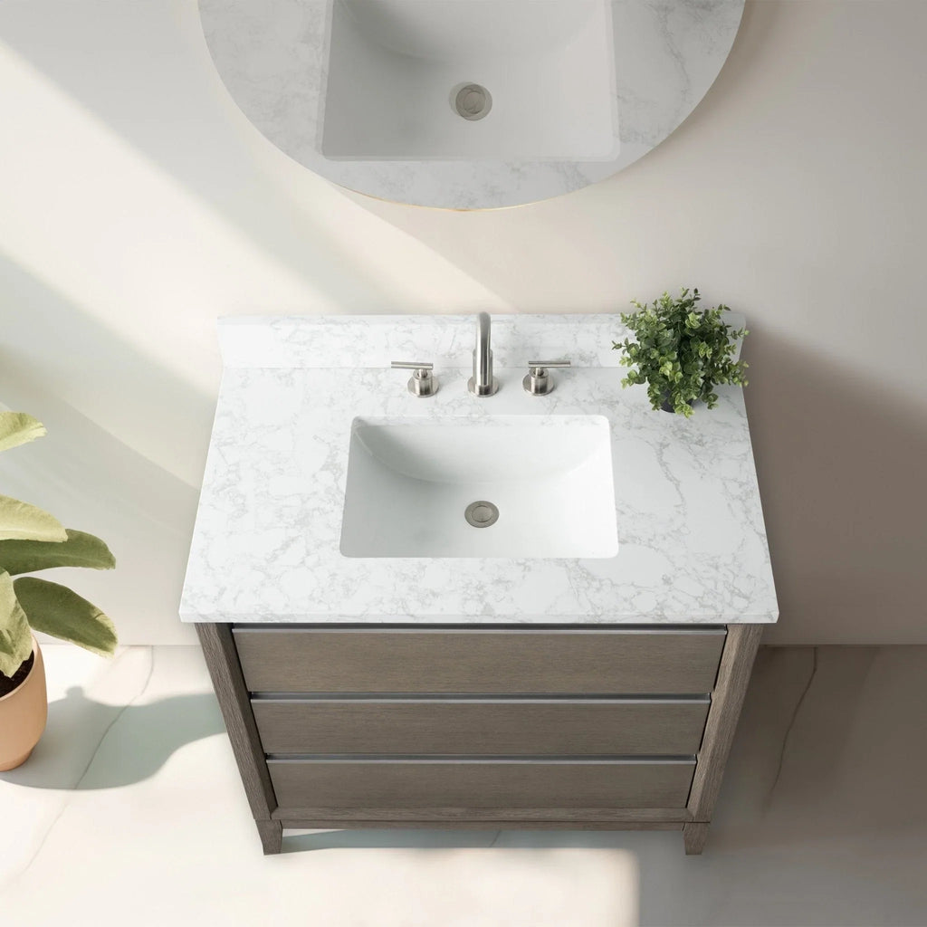 Meuble-lavabo Vanity Art avec évier en céramique et dessus en marbre reconstitué