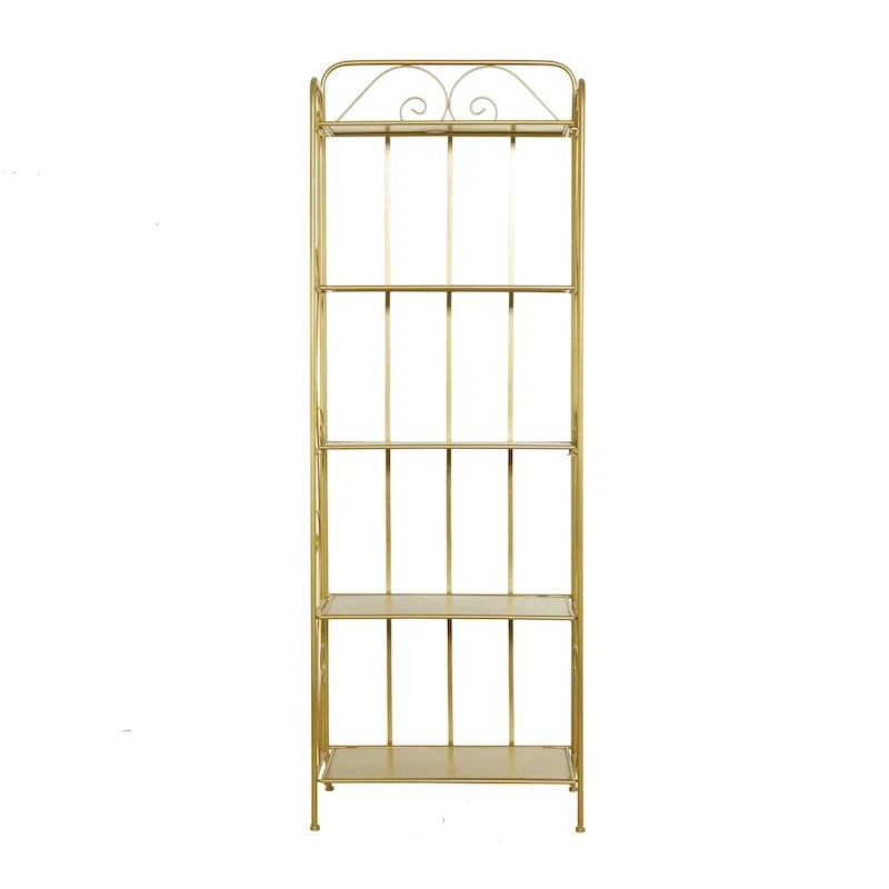 Étagère de Boulanger Pliable Haute à 5 Niveaux en Métal Décoratif pour Intérieur/Extérieur - Or ou Blanc - Roche River Decor