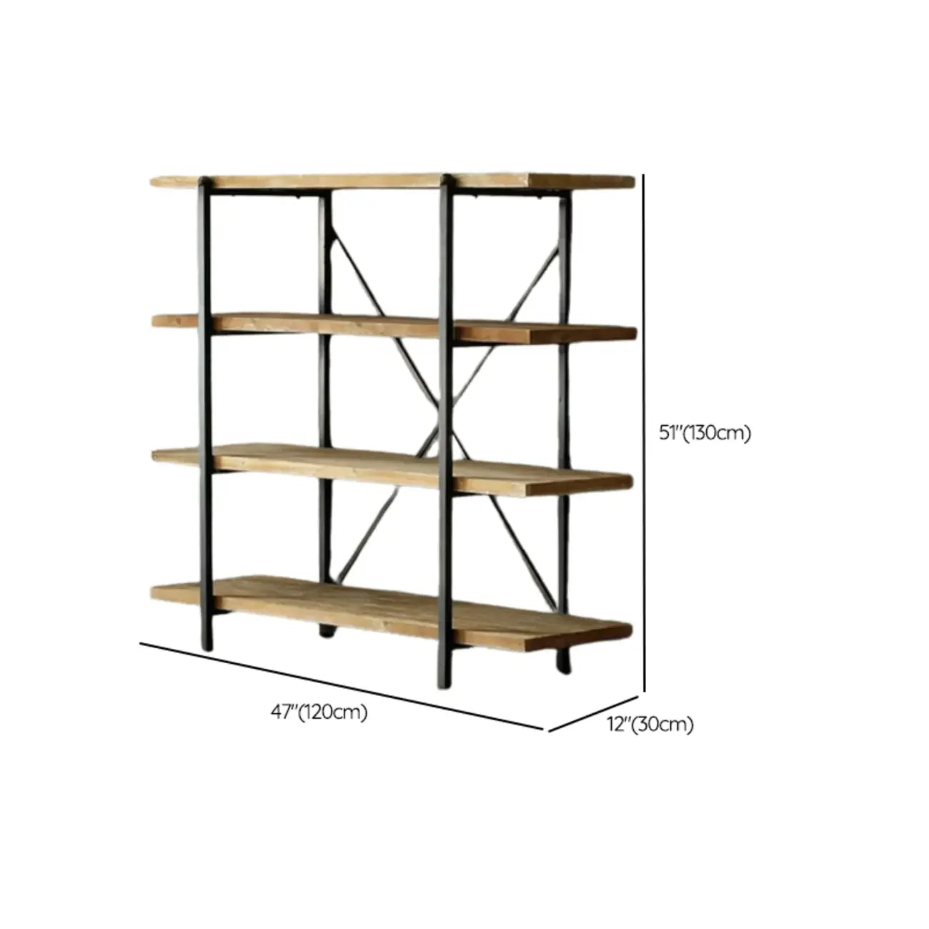 Étagère murale industrielle en bois et métal à 4 niveaux