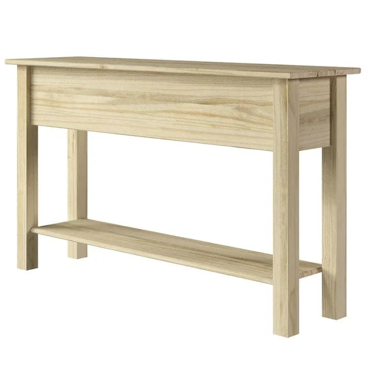 Console de couloir rustique en pin massif, blanc cérusé / marron antique / gris cérusé / non peinte, 3 tiroirs