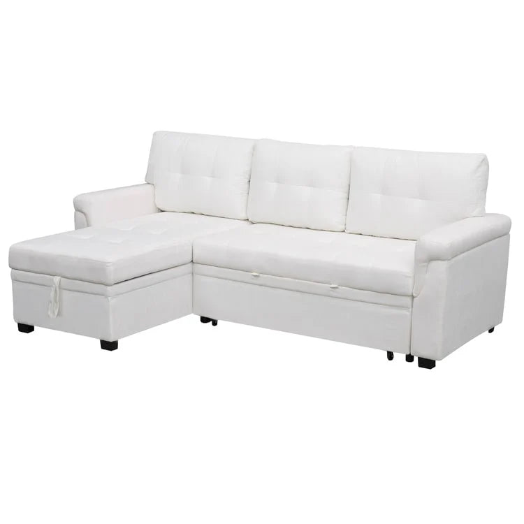 Canapé d'angle réversible avec lit gigogne, méridienne de rangement, pieds durables,