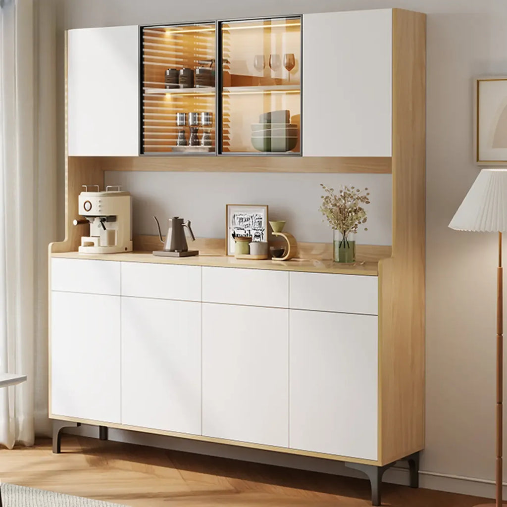Buffet vaisselier en bois et verre avec partie haute